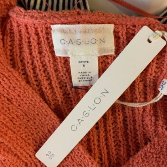 Caslon Nordstrom Coral Ribbed V-neck Sweater - Picture 5 of 6